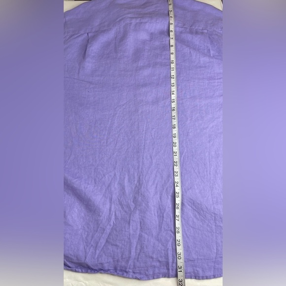 Alan Flusser Linen Purple Long Sleeve Casual Button Down Shirt Size Large - Picture 6 of 7